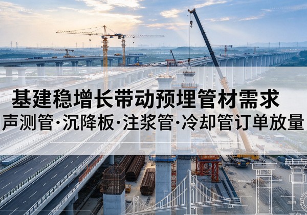 武汉基建稳增长带动预埋监测管材需求，声测管、沉降板、注浆管订单持续放量